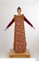  Photos Woman in Historical Dress 36 15th century Historical clothing a poses brown dress whole body 0002.jpg